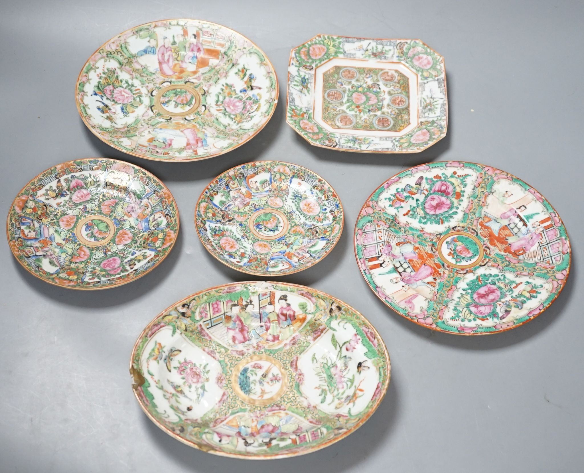 A group of Canton famille rose dishes